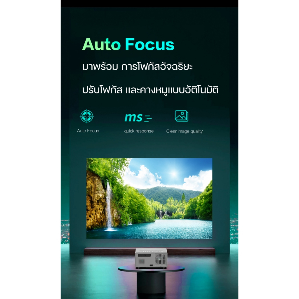 โปรเจคเตอร์ ปี 2025 OWLENZ SD900 Gen.2 สีเทา Android 13.0 รองรับ 4K ภาพ Native 1080P สว่างสูง1000 ANSI Lumens