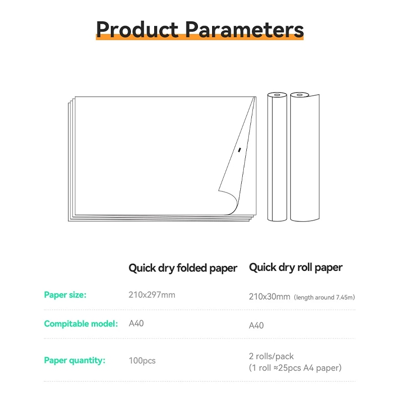 A4 Folded Thermal Paper / กระดาษความร้อน ขนาด A4 100 แผ่น แบบแห้งเร็ว