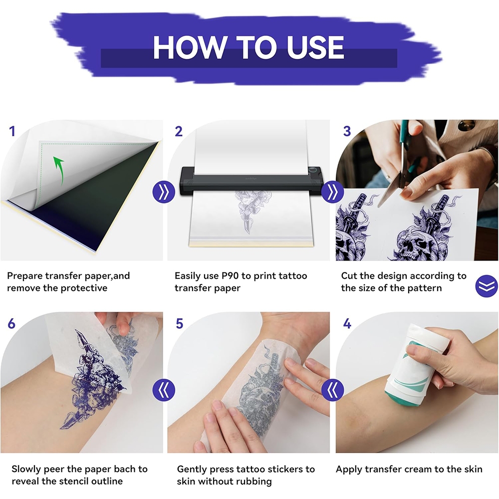 A4 Thermal Tattoo Transfer Paper / กระดาษลอกลายขนาด A4 แบบแผ่น เหมาะสำหรับการใช้ในการพิมพ์ลายสัก
