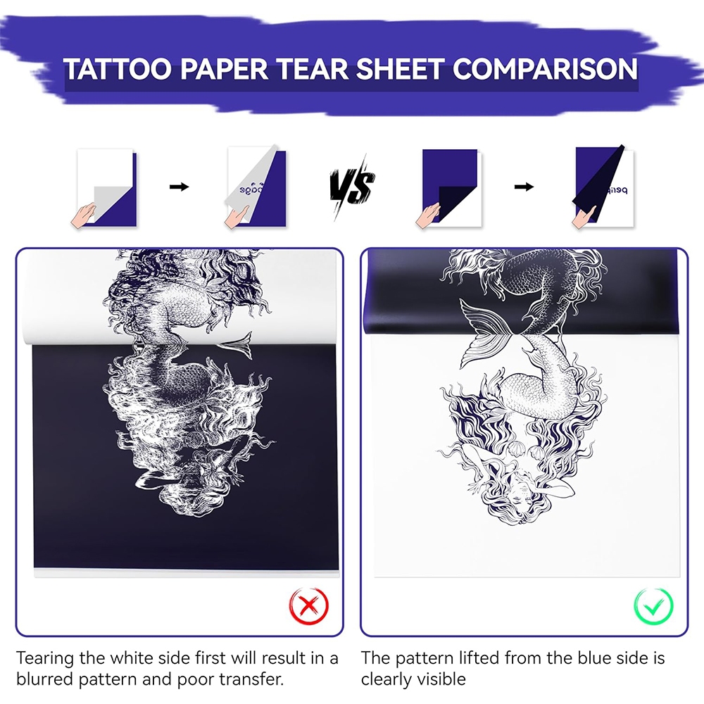 A4 Thermal Tattoo Transfer Paper / กระดาษลอกลายขนาด A4 แบบแผ่น เหมาะสำหรับการใช้ในการพิมพ์ลายสัก