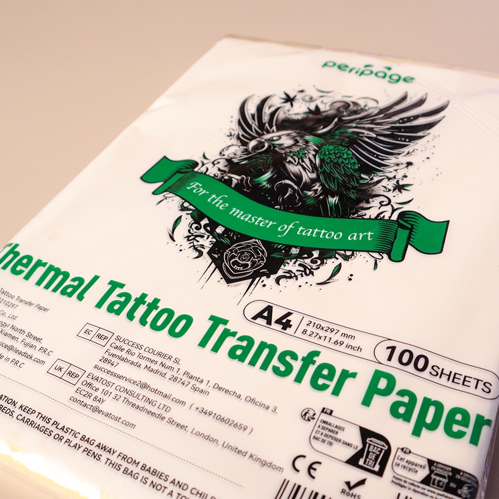 A4 Thermal Tattoo Transfer Paper / กระดาษลอกลายขนาด A4 แบบแผ่น เหมาะสำหรับการใช้ในการพิมพ์ลายสัก