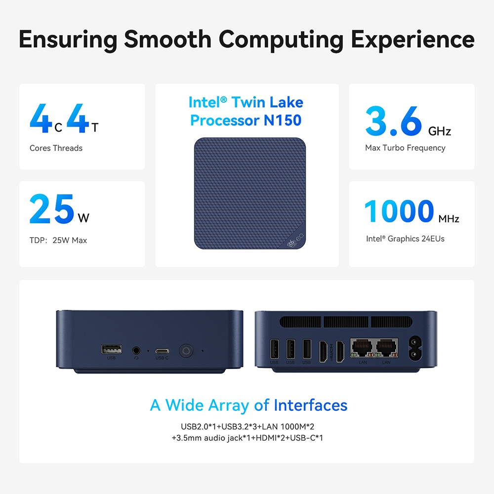 Beelink EQ14 Mini PC Processor Intel N150 รองรับ WiFi6 มินิพีซี Window 11