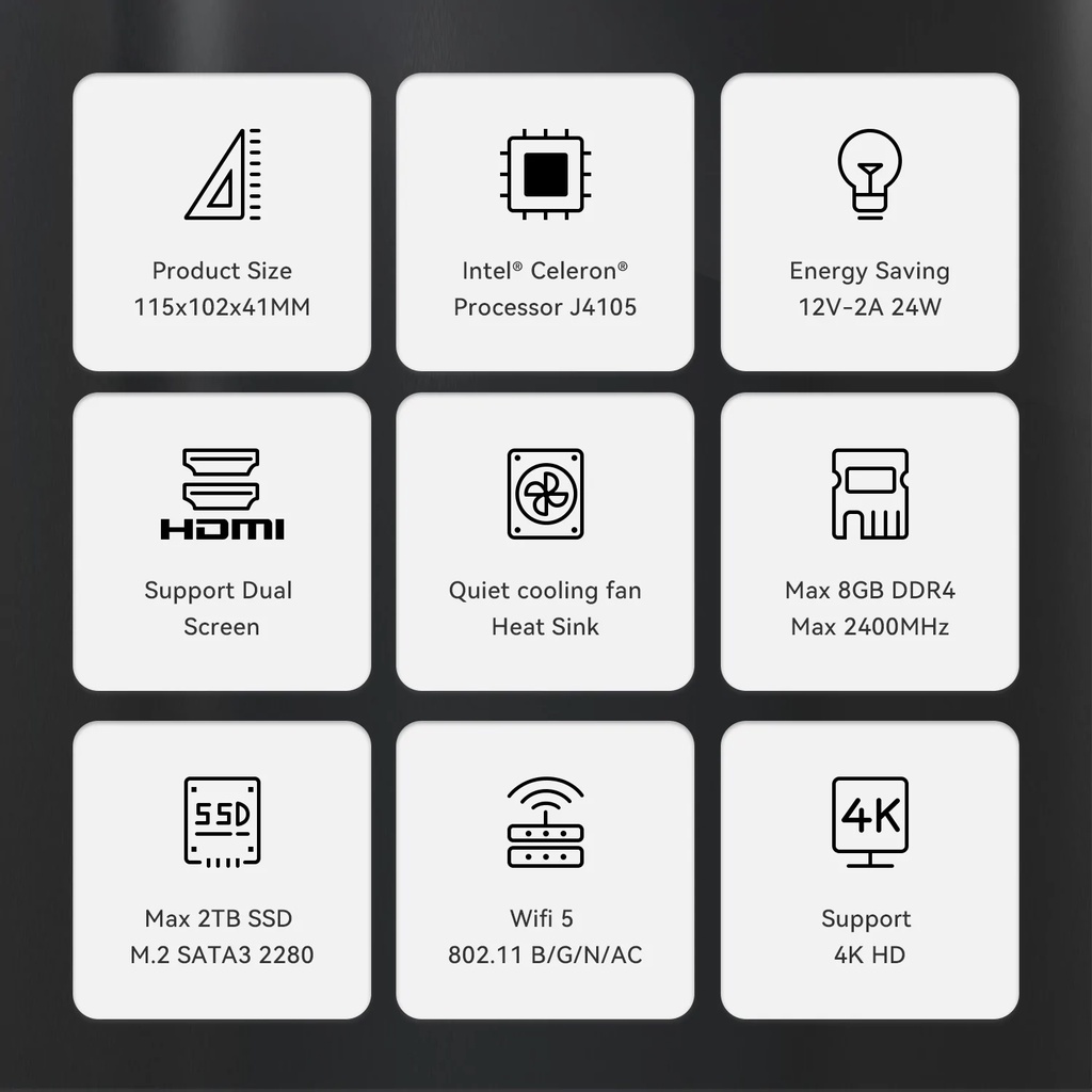 Beelink GK35 Pro Mini PC มินิ พีซี Intel Celeron J4105 RAM 8GB/SSD 256GB WIF5.8G Windows 10