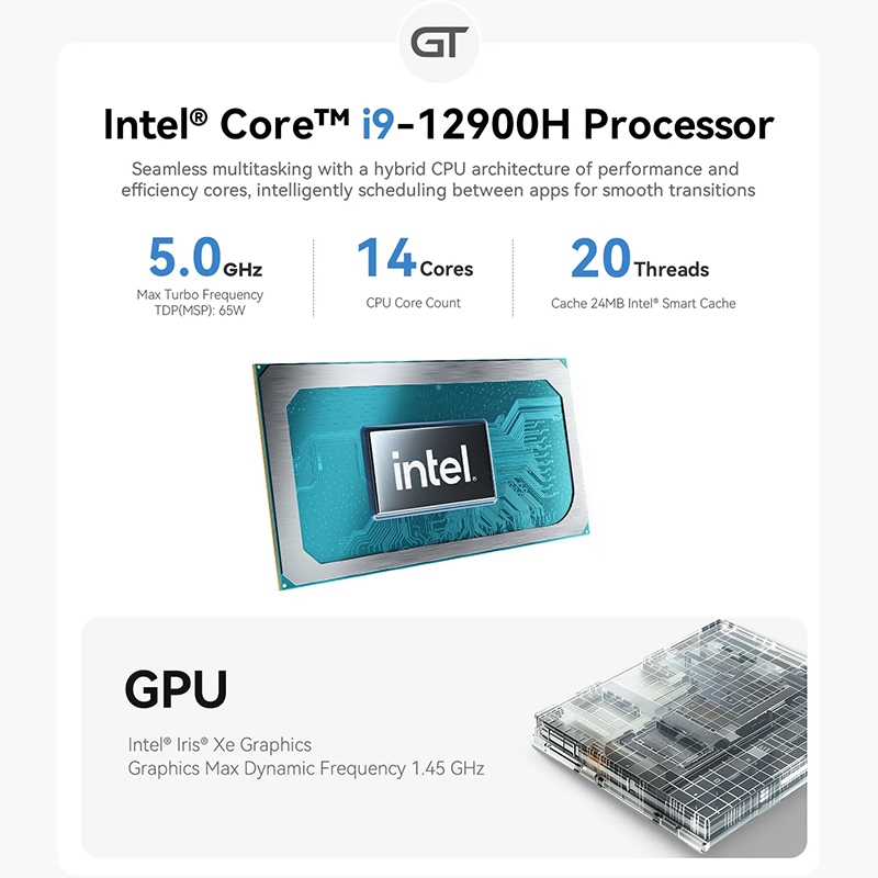 Beelink GTi12 Intel Core i9-12900H/HK Processor 5.0GHz RAM 32GB ROM 1TB