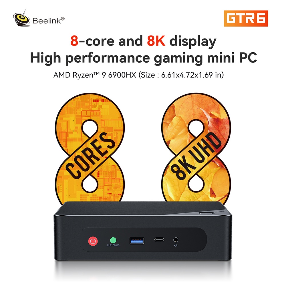 Beelink GTR6 RYZEN 9 6900HX Mini pc office + Ram32GB + Storage 1TB+Window OS 11