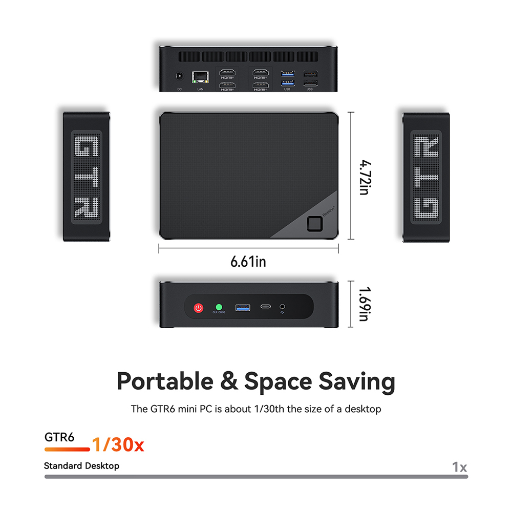 Beelink GTR6 RYZEN 9 6900HX Mini pc office + Ram32GB + Storage 1TB+Window OS 11