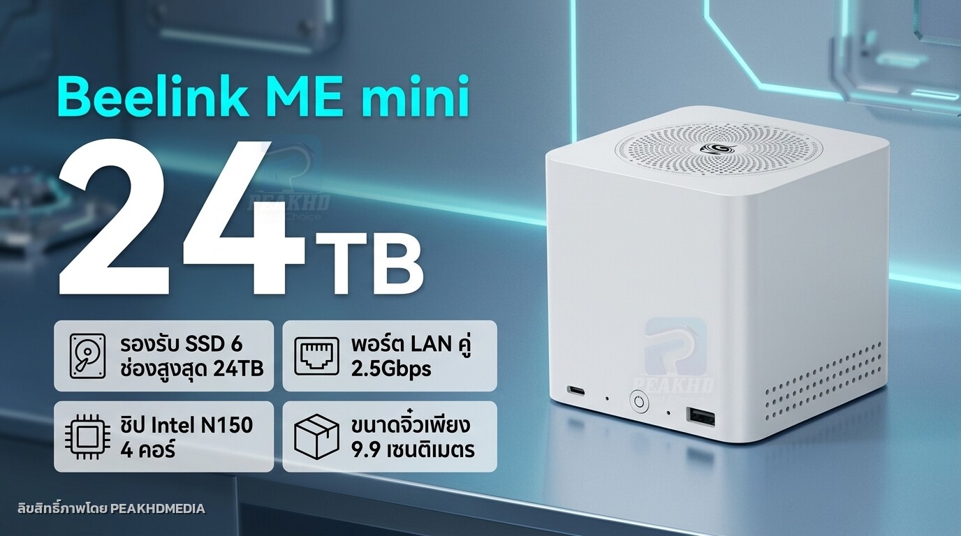 รีวิว Beelink ME mini: มินิ NAS 6-Slot SSD ซีพียู Intel N150 เก็บข้อมูลสูงสุด 24TB — สเปก ผลทดสอบ Benchmark