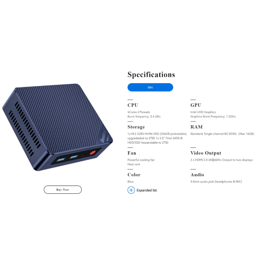 BEELINK MINI S12 N95 MINI PC คอมพิวเตอร์ตั้งโต๊ะขนาดเล็ก