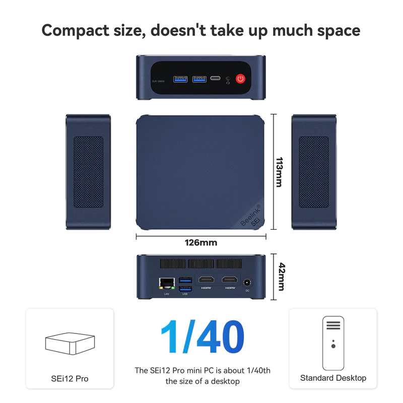 BEELINK SEi12 Pro CPU INTEL Core i5 1240P RAM 16GB/Storage 500GB MINI PC คอมพิวเตอร์ตั้งโต๊ะขนาดเล็ก