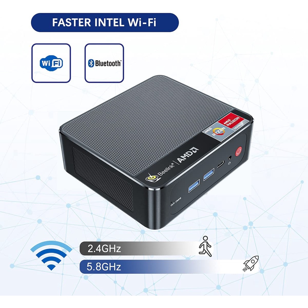 Beelink SER3 Mini PC AMD Ryzen 7 3750H 4C/8T Windows 11 Pro Computer, 16GB DDR4 RAM 500GB