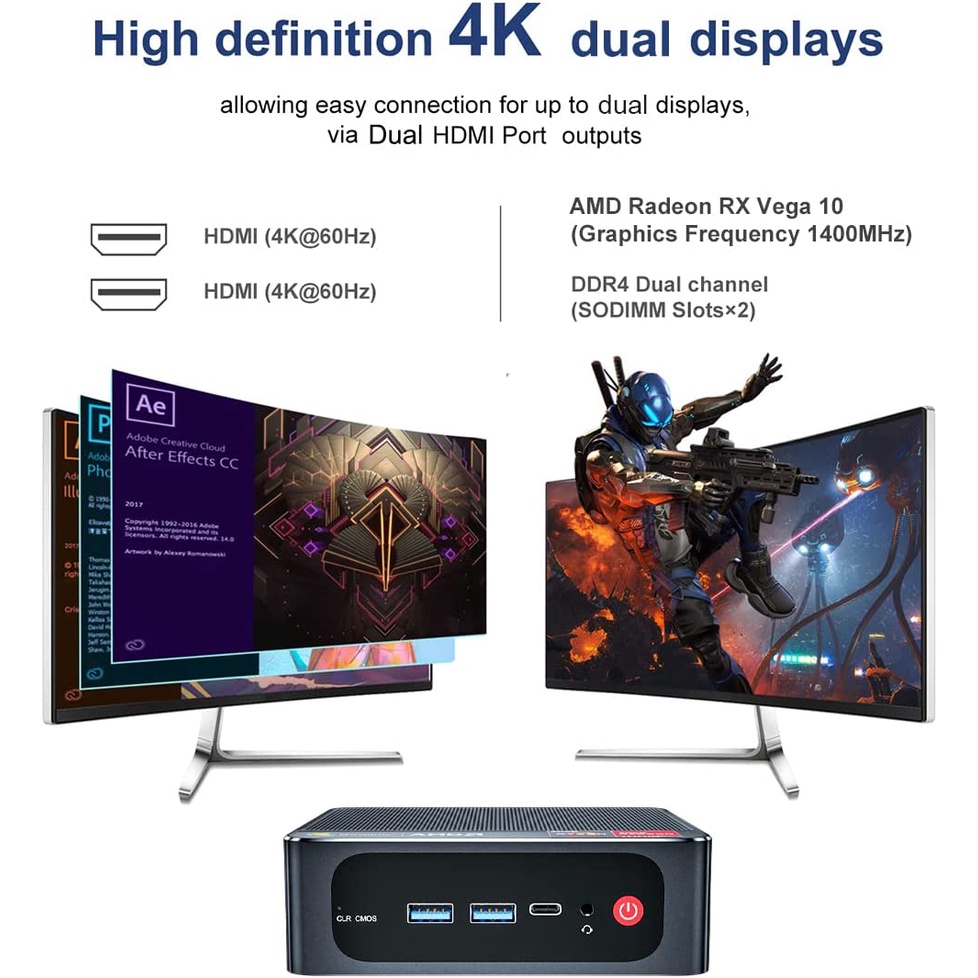 Beelink SER3 Mini PC AMD Ryzen 7 3750H 4C/8T Windows 11 Pro Computer, 16GB DDR4 RAM 500GB