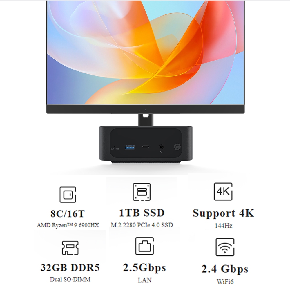 BEELINK SER6-P 6900HX RAM 32GB / Storage 1 TB MINI PC คอมพิวเตอร์ตั้งโต๊ะขนาดเล็ก