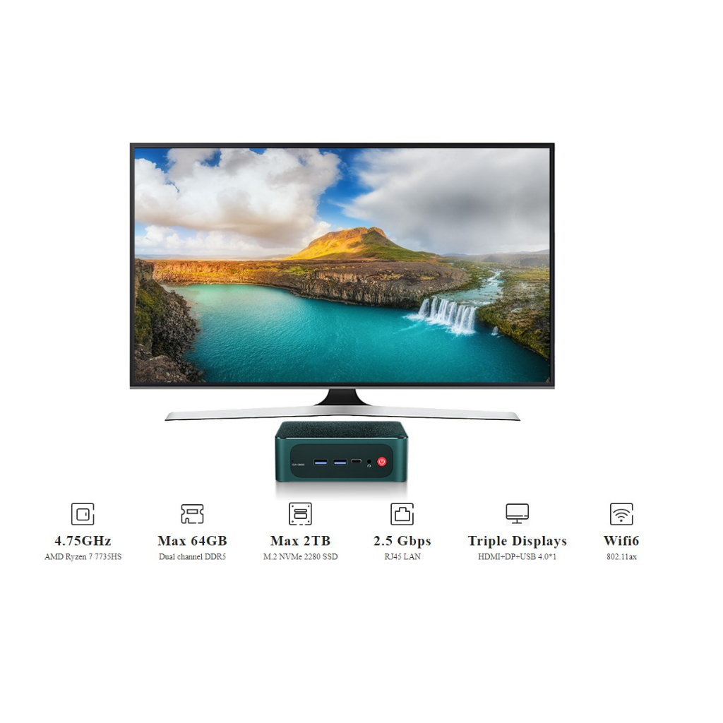 Beelink SER6 Pro Mini PC มินิพีซี Ryzen 7 รุ่น 7735HS WiFi6 RAM 32GB + M.2 NVME SSD 1TB ประกันศูนย์ไทย