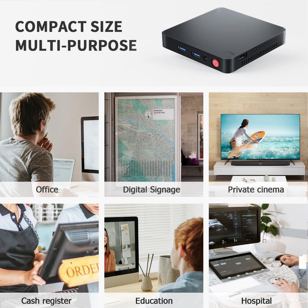 Beelink T5 Mini PC, Celeron N4020 Mini Computer, 4GB + 64GB Micro PC, Small PC Supports Dual HDMI