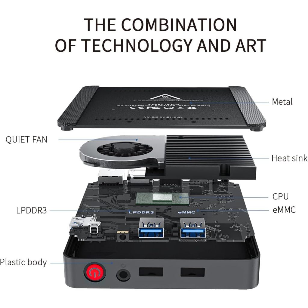 Beelink T5 Mini PC, Celeron N4020 Mini Computer, 4GB + 64GB Micro PC, Small PC Supports Dual HDMI