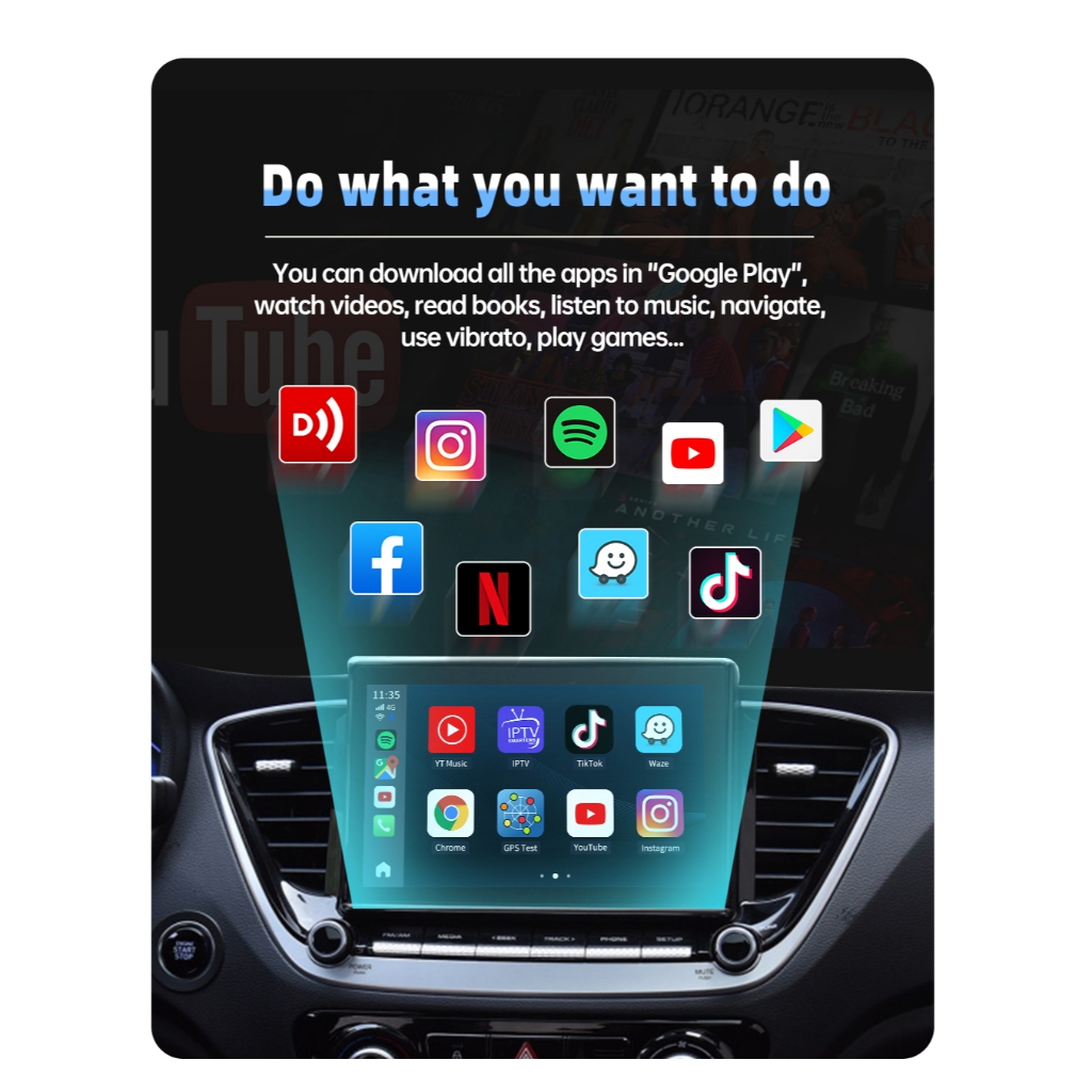 CLOUD-D Ai Box Tbox PLUS APPLY Carplay และ Android Auto สำหรับรถยนต์ 8GB/128GฺB