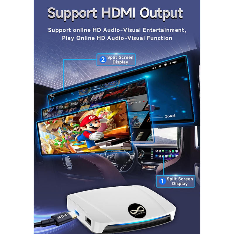 CLOUD-D Ai BOX Tbox PLUS UHD กล่องแอนดรอย APPLY Carplay และ Android Auto สำหรับรถยนต์ 8GB/128GB