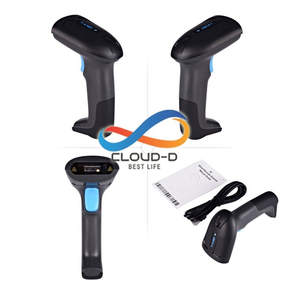 เครื่องอ่านบาร์โค้ด CLOUD-D QRX6 ไร้สายBarcode scanner และ QR Code สแกนไว รองรับแรงกระแทก+สายยาว1.3Mประกัน 6เด