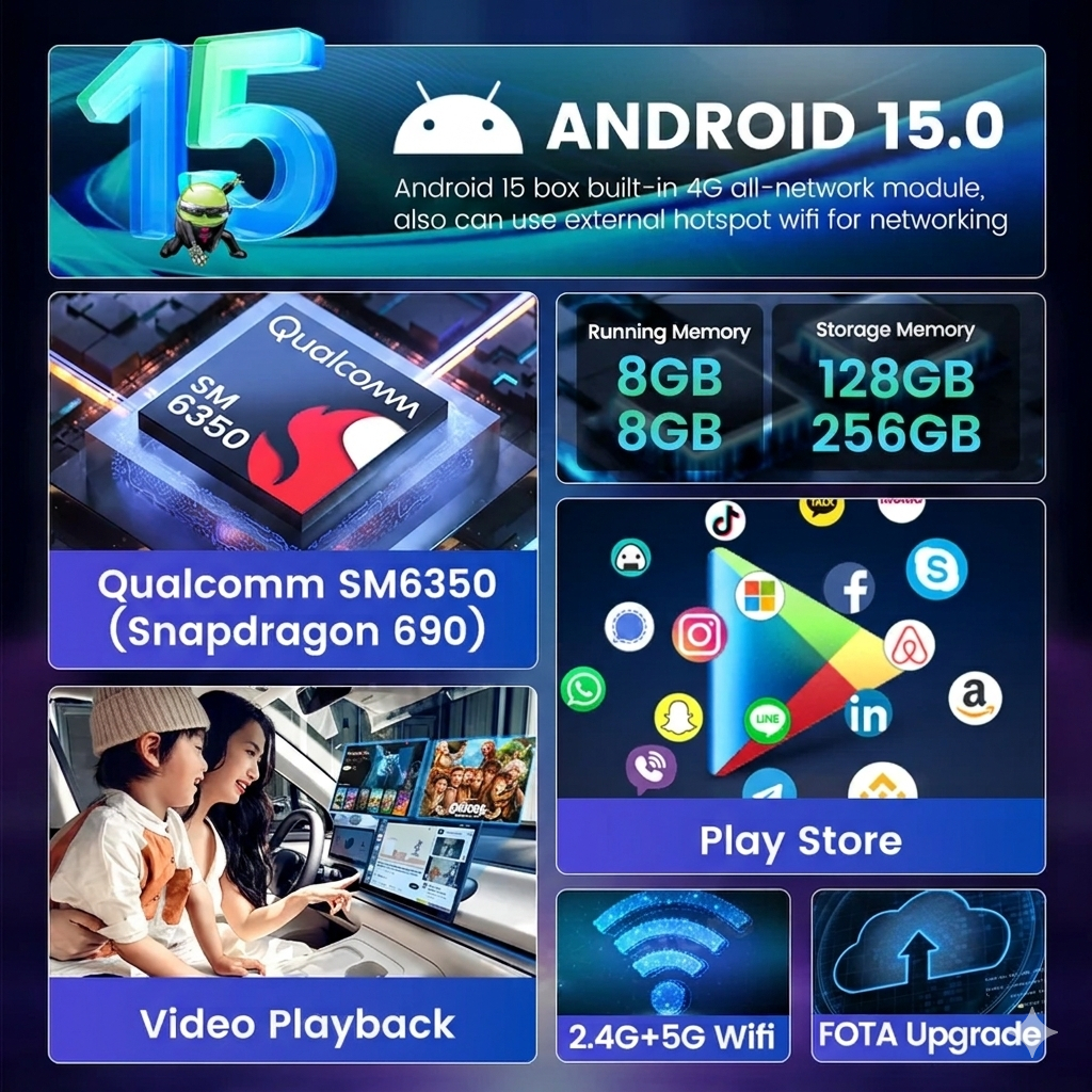 ClouD-D R4 กล่อง Ai Box Android ใหม่ รถยนต์ Android 15 Ultra 8GB+128GB CarPlay Ai Box Wireless CarPlay ualcomm
