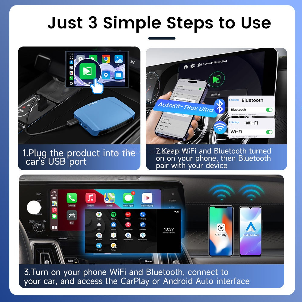 ClouD-D R4 กล่อง Ai Box Android ใหม่ รถยนต์ Android 15 Ultra 8GB+128GB CarPlay Ai Box Wireless CarPlay ualcomm