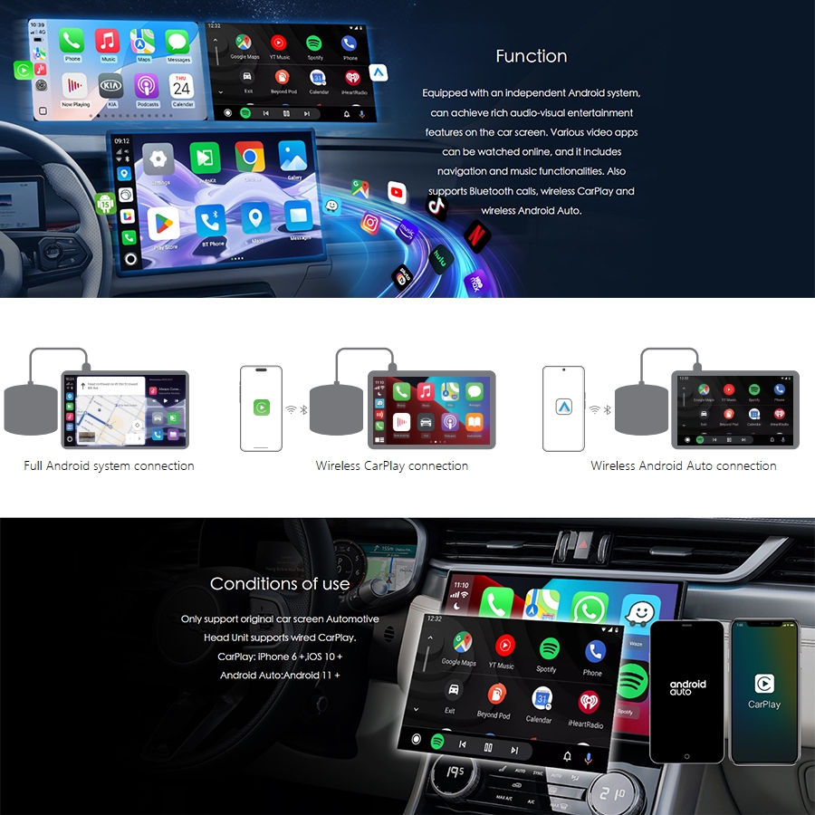 ClouD-D R4 กล่อง Ai Box Android ใหม่ รถยนต์ Android 15 Ultra 8GB+128GB CarPlay Ai Box Wireless CarPlay ualcomm