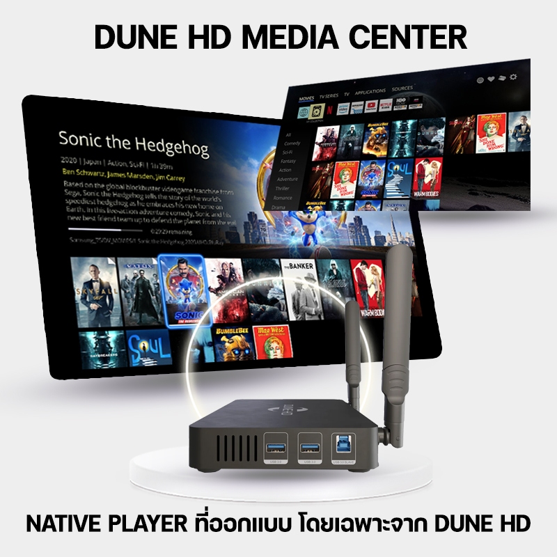 DUNE HD PREMIERE 4K PRO กล่อง Streaming 4K + Media Player ออนไลน์และเล่นไฟล์หนัง ดีกว่า APPLE TV Nvidia shield