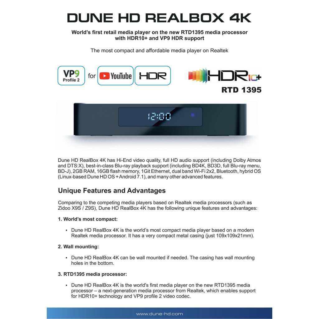 🔥 ลดเพิ่ม! DUNE HD REALBOX 4K RAM 2GB/16GB REALTEK1395 RTD มีใบอนุญาต