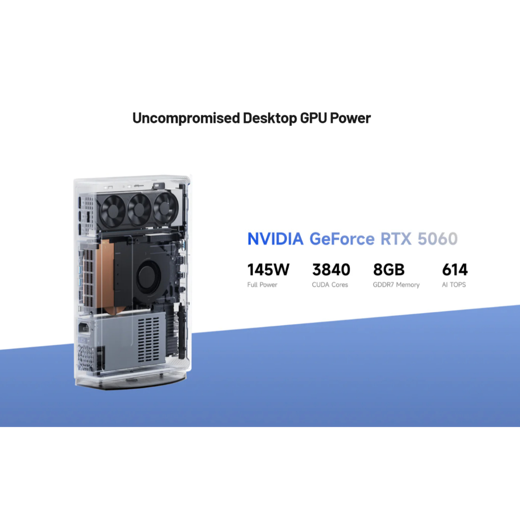 MINISFORUM Atomman G1 Pro รุ่นใหม่ AMD Ryzen 9 8945HX และ GPU RTX5060 8GB ขนาด RAM 32GB + ROM 1TB