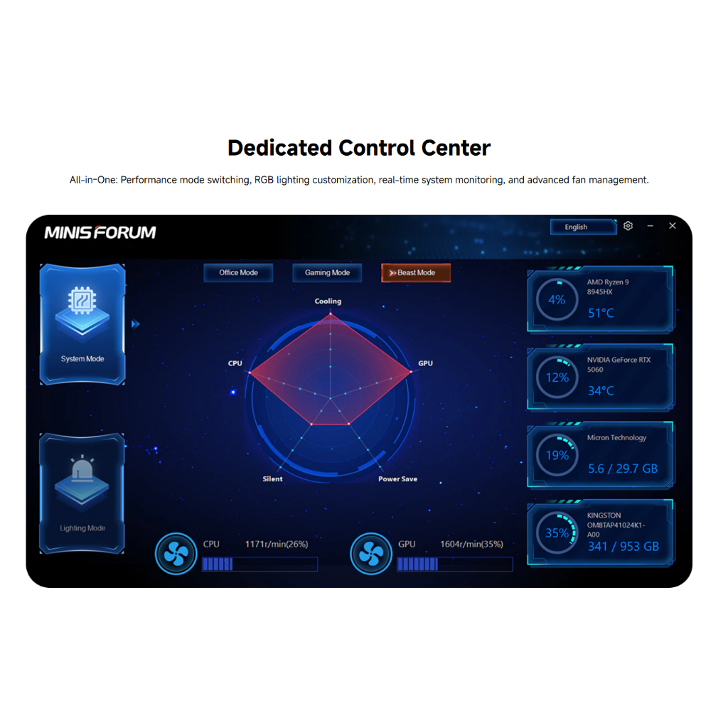 MINISFORUM Atomman G1 Pro รุ่นใหม่ AMD Ryzen 9 8945HX และ GPU RTX5060 8GB ขนาด RAM 32GB + ROM 1TB