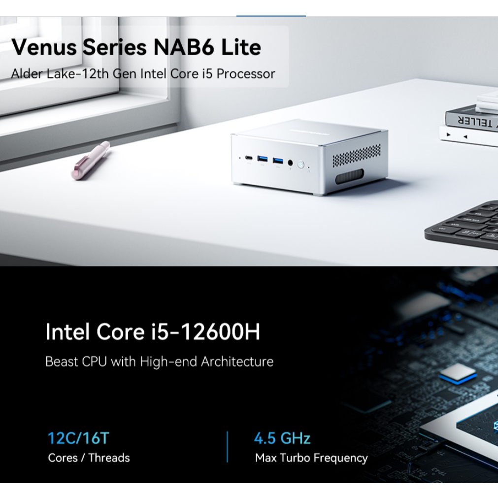 MINISFORUM NAB6Lite ใหม่ Mini PC with Intel Core i5 12600H ขนาด RAM 16GB DDR4 + ROM 512GB