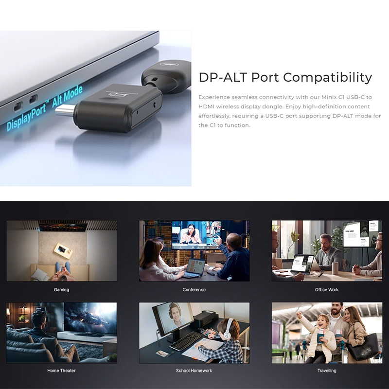 Minix C1 Wireless USB-C to 1080P HDMI Dongle / Wireless Display Dongle