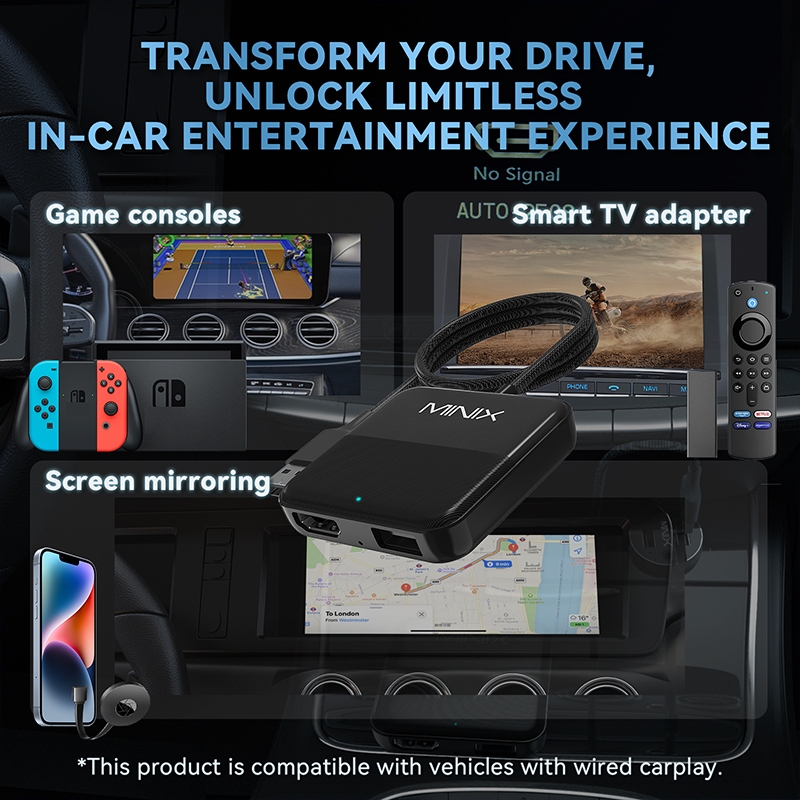 Minix CA361 Wired CarPlay to HDMI-IN Adapter อะแดปเตอร์เชื่อมต่อ CarPlay ในรถ รองรับ TV Stick