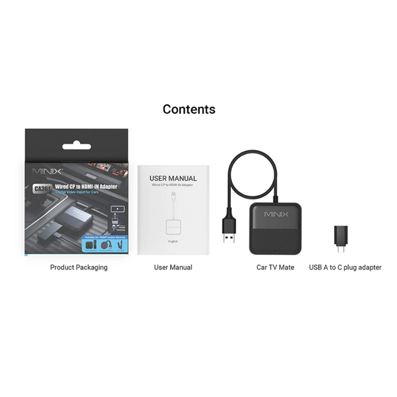 Minix CA361 Wired CarPlay to HDMI-IN Adapter อะแดปเตอร์เชื่อมต่อ CarPlay ในรถ รองรับ TV Stick
