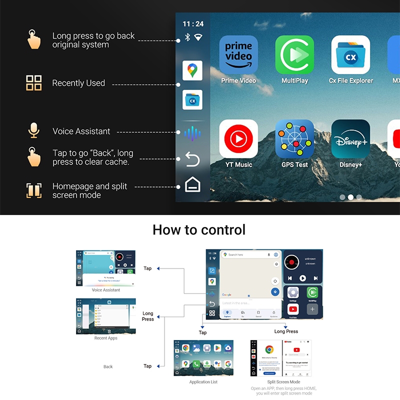Minix CA480 Wired CP to Android Al Media Hub สำหรับ Carplay / Android 12 / RAM 8GB+ROM 128GB