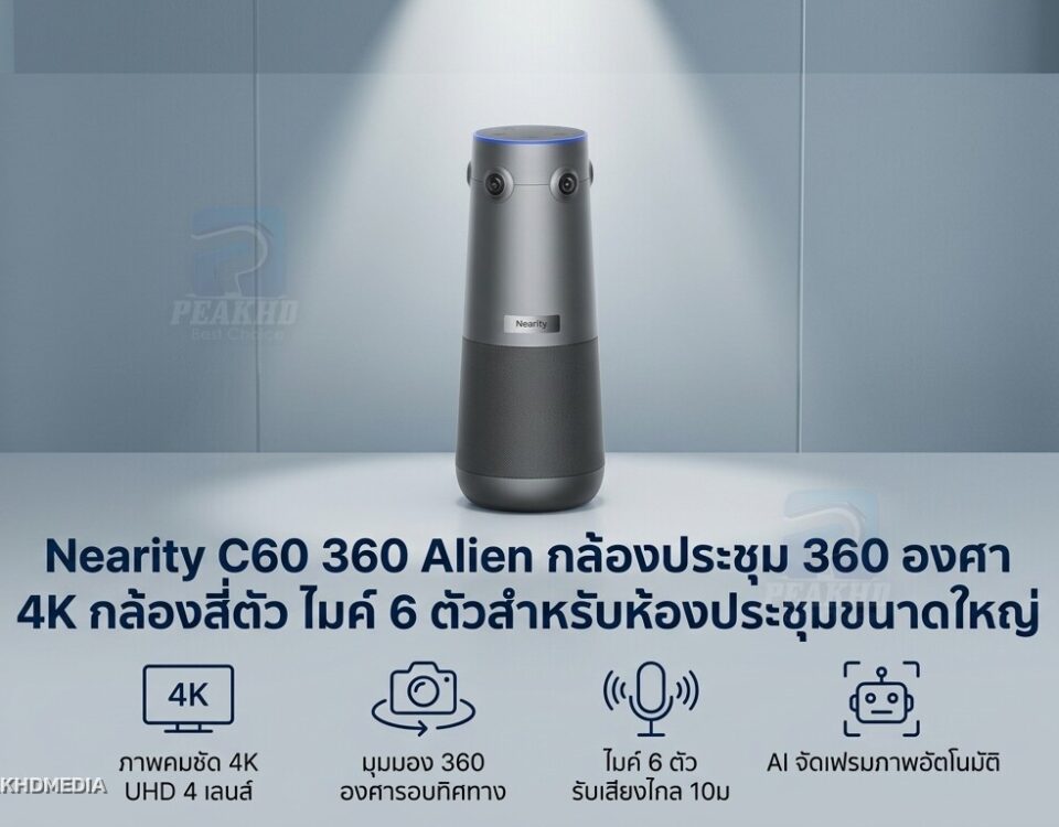 รีวิว Nearity C60 360 Alien กล้องประชุม 360 องศา 4K กล้องสี่ตัว ไมค์ 6 ตัวสำหรับห้องประชุมขนาดใหญ่
