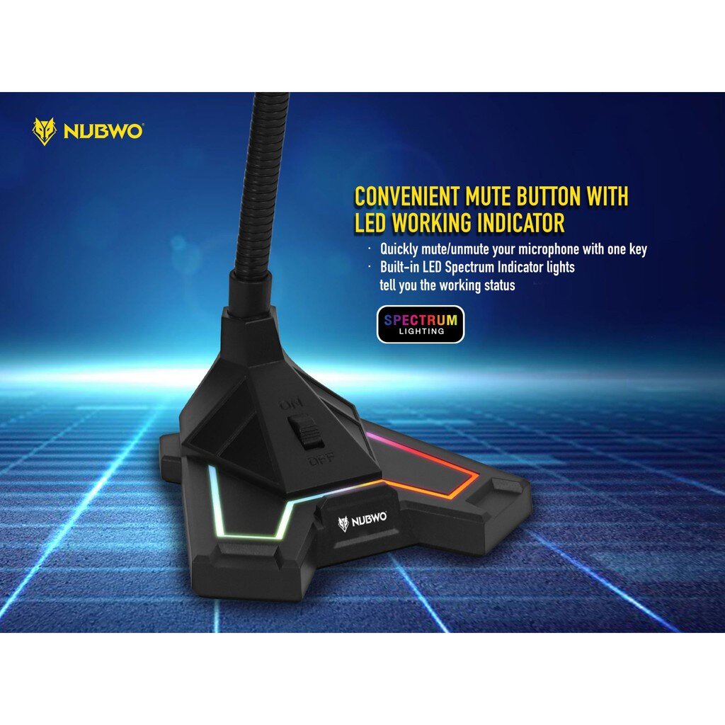 NUBWO M-31 SCYTHER ไมโครโฟนโคตรเทพ เสียงชัดเจน พร้อมจุดที่วางมือถือมาด้วย ไฟเรืองแสงSpectrum LED ที่ฐาน