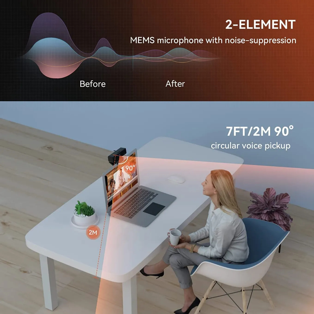 Nuroum V11 2K AI-Powered Business Webcam กล้องเว็บแคม คมชัด 1440p 2K WDR