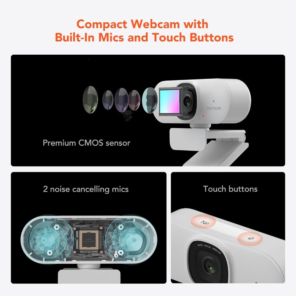 Nuroum V15-AF 2K Image Webcam For Streaming กล้องเว็บแคม Video 1080p