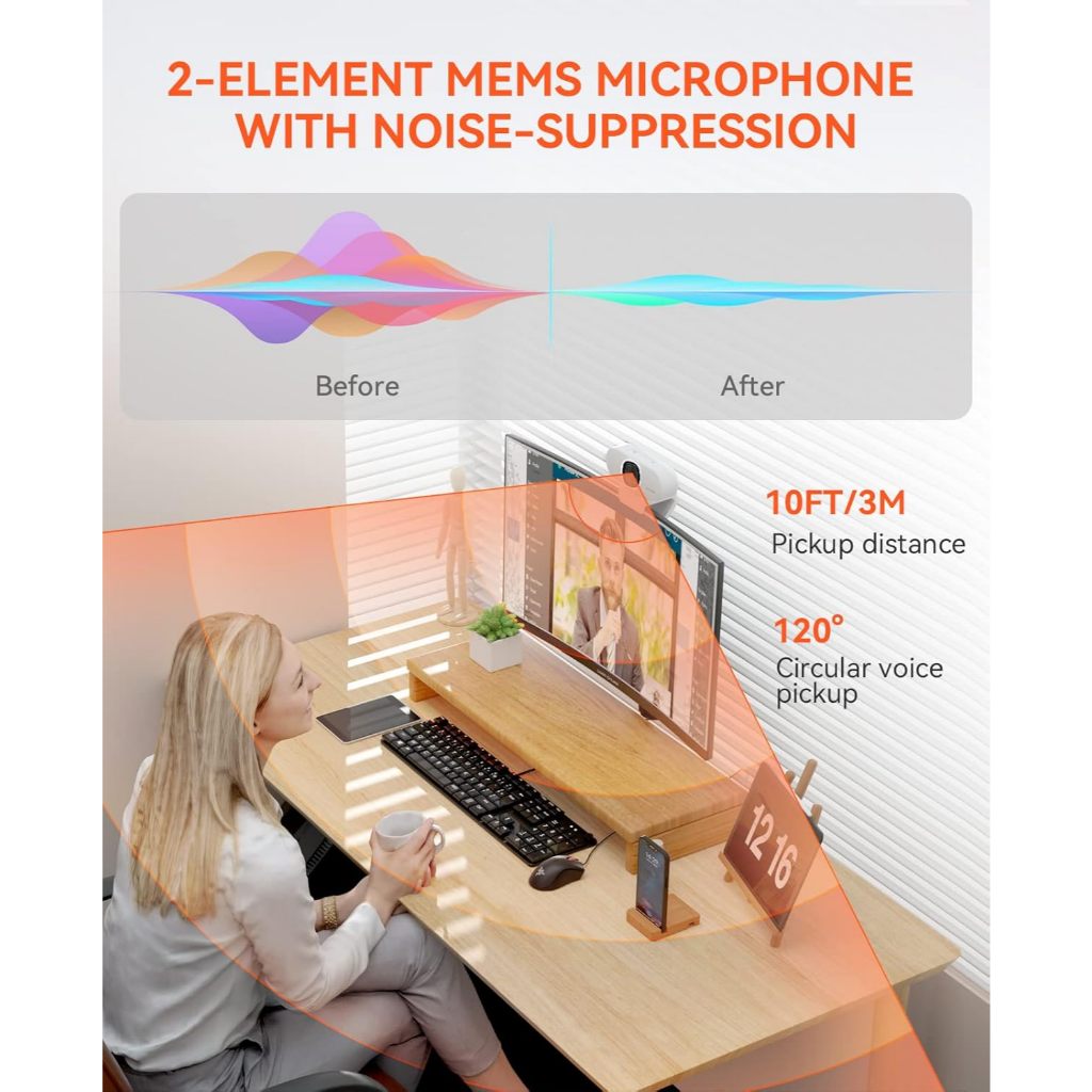 Nuroum V15-AF 2K Image Webcam For Streaming กล้องเว็บแคม Video 1080p