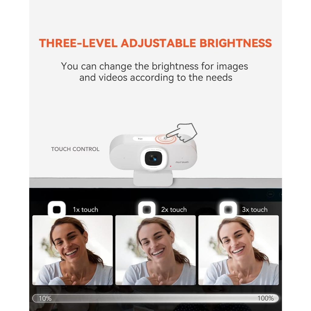 Nuroum V15-AFL 2K Image Webcam+Ring Light For Streaming กล้องเว็บแคม Video 1080p