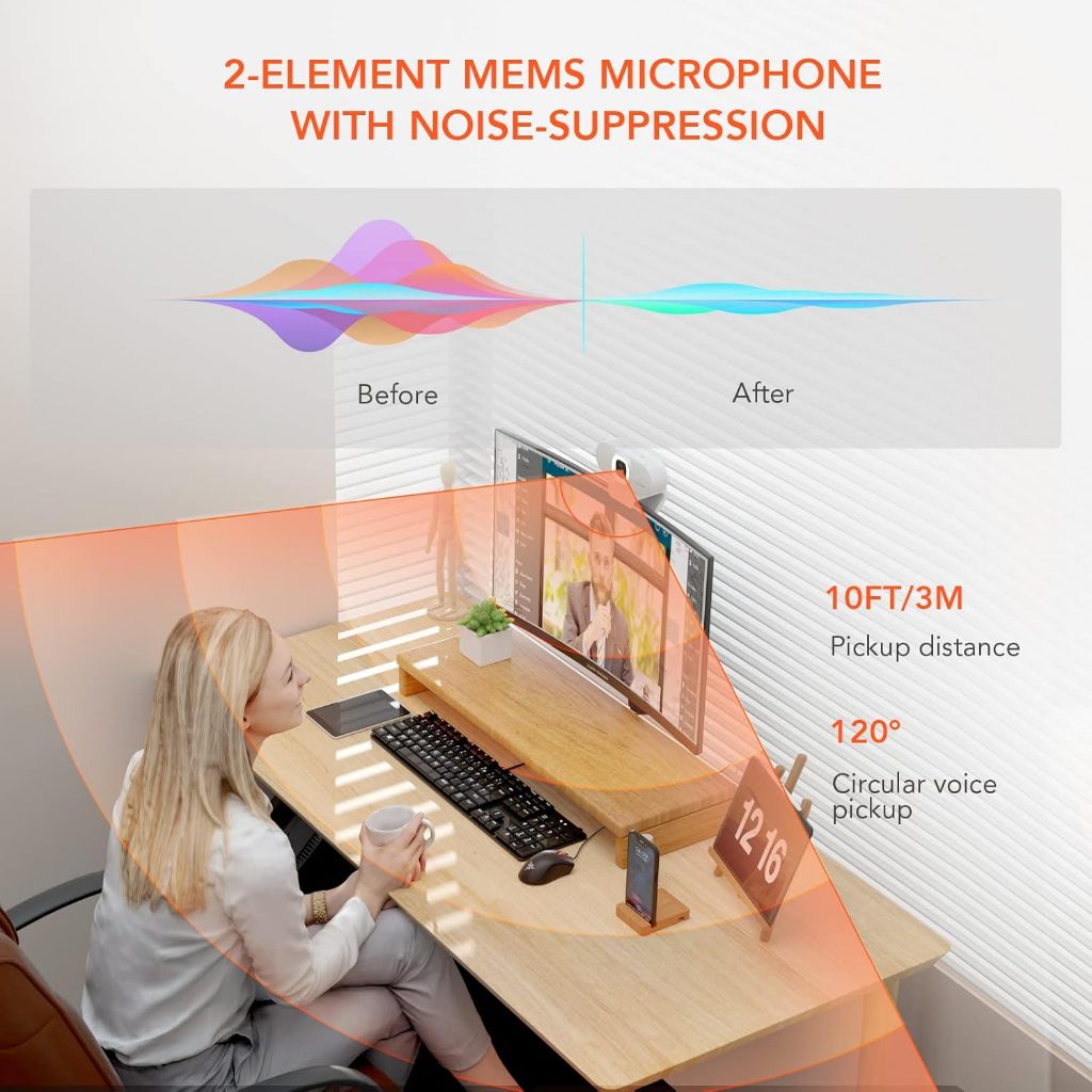 Nuroum V15-AFL 2K Image Webcam+Ring Light For Streaming กล้องเว็บแคม Video 1080p