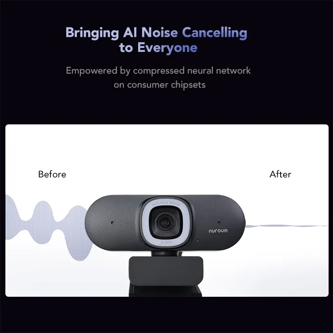 Nuroum V32-AFL 4K Webcam+Ring Light For Streaming ไมโครโฟนตัดเสียงรบกวนแบบคู่ กล้องเว็บแคมพร้อมไฟปรับความสว่าง