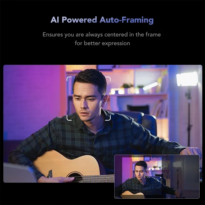 Nuroum V32-AFL 4K Webcam+Ring Light For Streaming ไมโครโฟนตัดเสียงรบกวนแบบคู่ กล้องเว็บแคมพร้อมไฟปรับความสว่าง