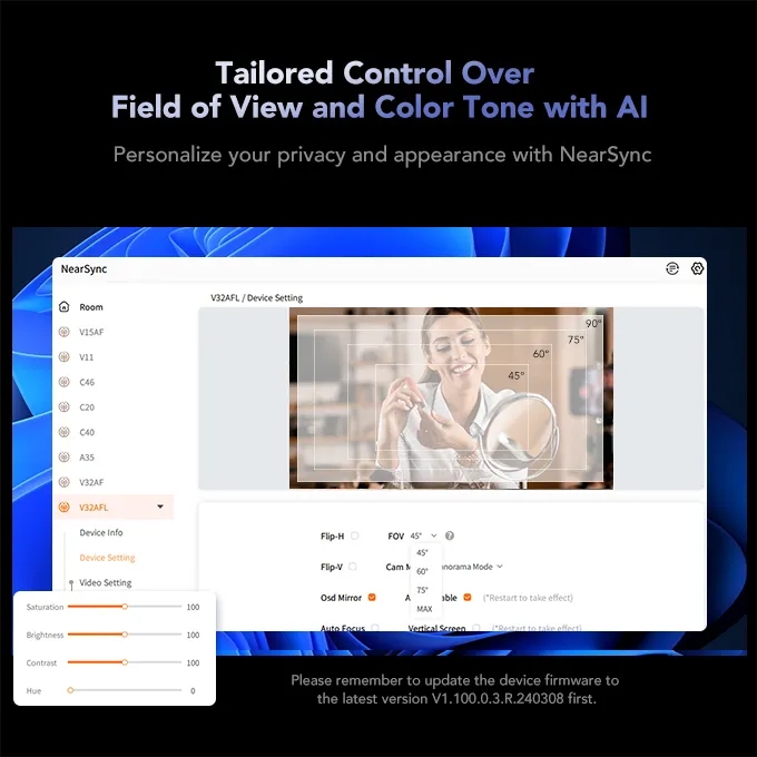 Nuroum V32-AFL 4K Webcam+Ring Light For Streaming ไมโครโฟนตัดเสียงรบกวนแบบคู่ กล้องเว็บแคมพร้อมไฟปรับความสว่าง