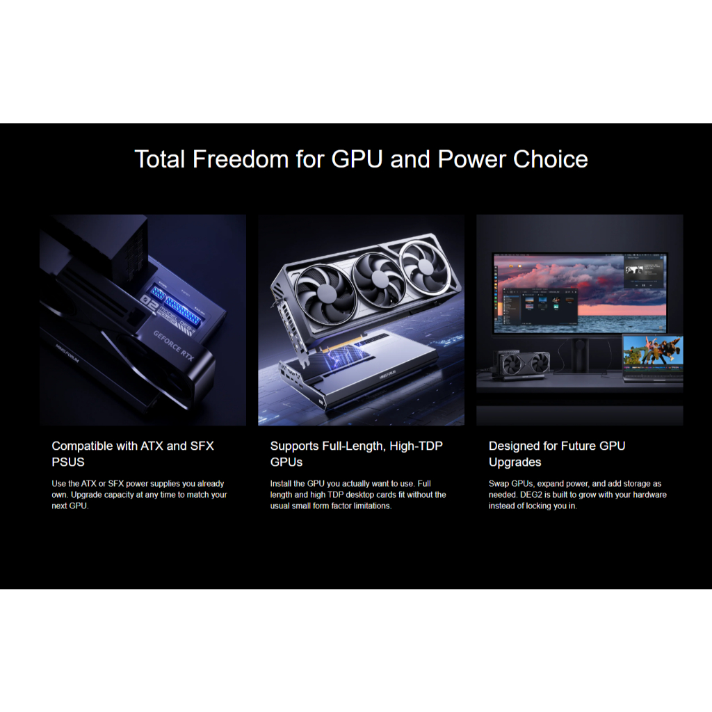 (Official) Minisforum DEG2 eGPU Dock OCuLink and Thunderbolt 5 ports Optimized for AI and Creation Workflows