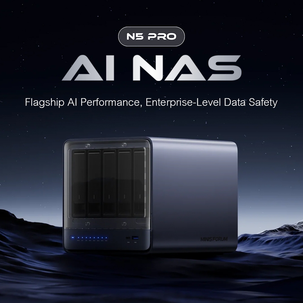 MINISFORUM N5 Pro AI NAS + Ryzen9 HX370 + Ram 32GB + Storage 128GB