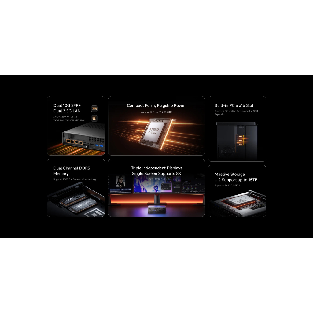 MINISFORUM MS-A2-9955 AMD Ryzen™ 9 9955HX + 32GB+1TB + Pre-install Window11 Mini PC