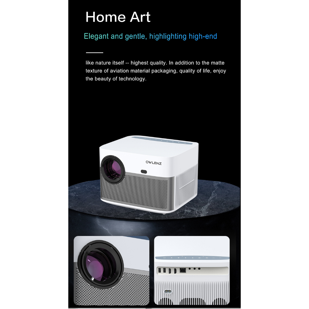 OWLENZ SD600 รุ่น Android โปรเจคเตอร์รองรับ 4K ภาพ Native 1080P สว่างสูง 12000 Lux lumens 550 ANSI lumens