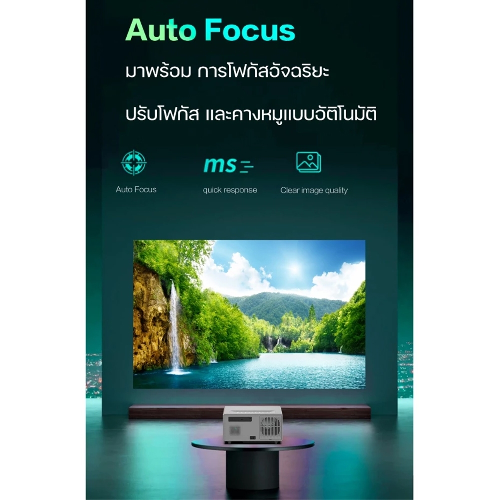 โปรเจคเตอร์ OWLENZ SD900 สีเทา ภาพNative 1080P รองรับ 4K Android 13 สว่างสูง1000 ANSI Lumens