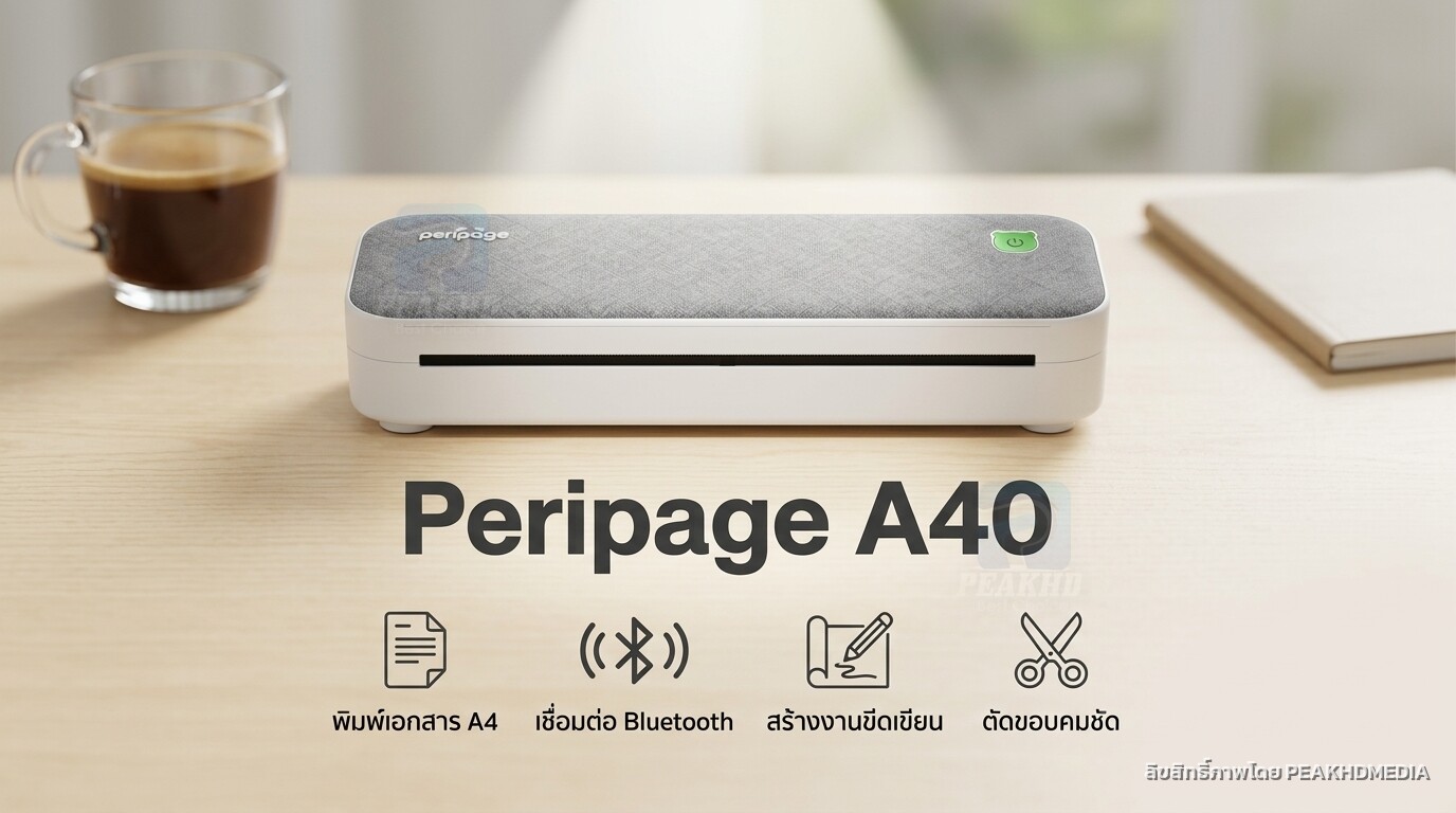 รีวิว Peripage A40 (A4): เครื่องพิมพ์พกพาไร้สาย พิมพ์ A4 เต็มแผ่น — สเปก จุดเด่น การใช้งานจริง